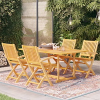 vidaXL Matgrupp för trädgården 5 delar massiv teak