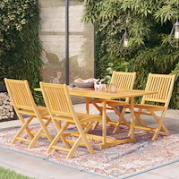 vidaXL Matgrupp för trädgården 5 delar massiv teak