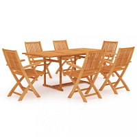vidaXL Matgrupp för trädgården 7 delar massiv teak