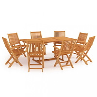 vidaXL Matgrupp för trädgården 9 delar massiv teak
