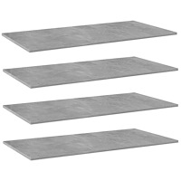 vidaXL Hyllplan 4 st betonggrå 80x20x1,5 cm konstruerat trä