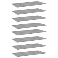 vidaXL Hyllplan 8 st betonggrå 80x30x1,5 cm konstruerat trä