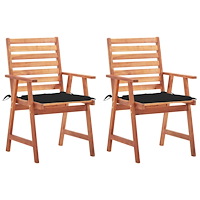 vidaXL Trädgårdsstolar 2 st med dynor massivt akaciaträ