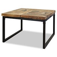 vidaXL Soffbord teakträ och harts 60x60x40 cm