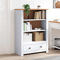 vidaXL Bokhylla vit 80x35x110 cm massiv furu panama