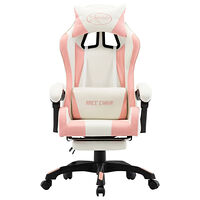 vidaXL Gamingstol med fotstöd rosa och vit konstläder