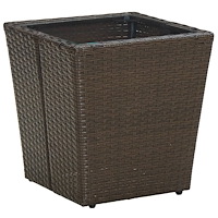 vidaXL Tebord brun 41,5x41,5x44 cm konstrotting och härdat glas