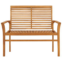 vidaXL Trädgårdsbänk med grön dyna 112 cm massiv teak