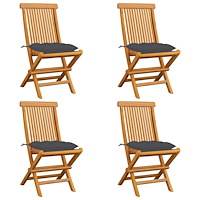 vidaXL Trädgårdsstolar med antracita dynor 4 st massiv teak