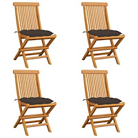 vidaXL Trädgårdsstolar med taupe dynor 4 st massiv teak