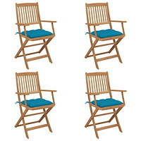 vidaXL Hopfällbara trädgårdsstolar med dynor 4 st massivt akaciaträ