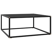 vidaXL Soffbord svart med svart glas 80x80x35 cm