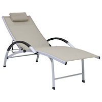 vidaXL Solsäng aluminium och textilen gräddvit