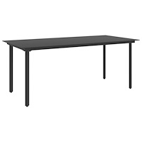 vidaXL Trädgårdsbord svart 190x90x74 cm stål och glas