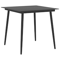 vidaXL Trädgårdsbord svart 80x80x74 cm stål och glas