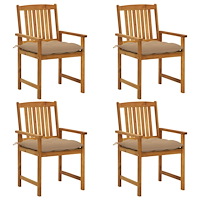 vidaXL Trädgårdsstolar med dynor 4 st massivt akaciaträ