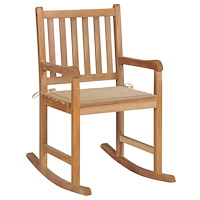 vidaXL Gungstol med beige dyna massiv teak