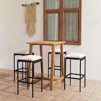 vidaXL Bargrupp för trädgården med dynor 5 delar svart