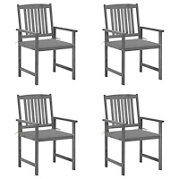 vidaXL Trädgårdsstolar med dynor 4 st grå massivt akaciaträ