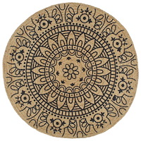 vidaXL Handgjord jutematta med mörkblått tryck 90 cm