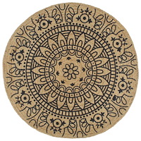 vidaXL Handgjord jutematta med mörkblått tryck 120 cm