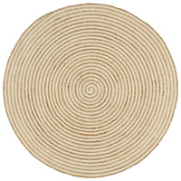 vidaXL Handgjord jutematta med spiraldesign vit 90 cm