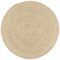 vidaXL Handgjord jutematta med spiraldesign vit 90 cm
