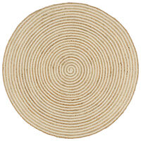vidaXL Handgjord jutematta med spiraldesign vit 120 cm
