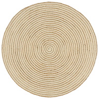 vidaXL Handgjord jutematta med spiraldesign vit 150 cm