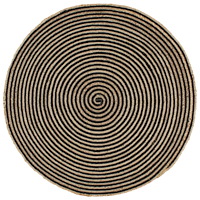 vidaXL Handgjord jutematta med spiraldesign svart 90 cm