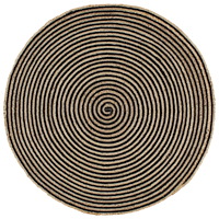 vidaXL Handgjord jutematta med spiraldesign svart 120 cm