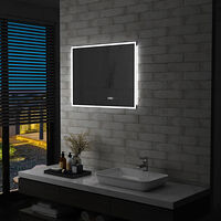 vidaXL Badrumsspegel LED med touch-sensor och tidsdisplay 80x60 cm