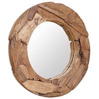 vidaXL Prydnadsspegel teak 80 cm rund