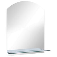 vidaXL Väggspegel med hylla 30x50 cm härdat glas