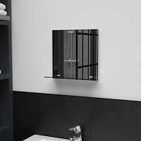 vidaXL Väggspegel med hylla 30x30 cm härdat glas