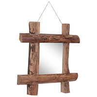 vidaXL Spegel naturfärgad 50x50 cm återvunnen teak