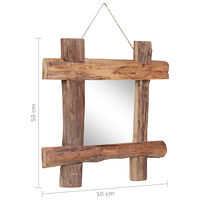 vidaXL Spegel naturfärgad 50x50 cm återvunnen teak