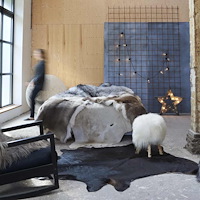 vidaXL Matta äkta kohud svart 150x170 cm