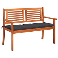 vidaXL Trädgårdsbänk 2-sits med dyna 120 cm massivt eukalyptusträ