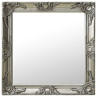 vidaXL Väggspegel barockstil 60x60 cm silver