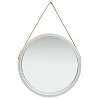 vidaXL Väggspegel med rem 60 cm silver