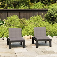 vidaXL Loungefåtöljer för trädgården med dynor 2 st plast grå