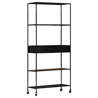 vidaXL Bokhylla 80x35x180 cm grovt mangoträ och järn