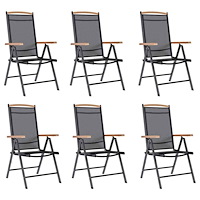 vidaXL Hopfällbara trädgårdsstolar 6 st textilen svart