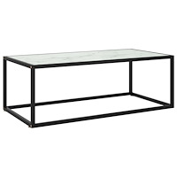 vidaXL Soffbord svart med vit marmor glas 100x50x35 cm