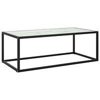 vidaXL Soffbord svart med vit marmor glas 100x50x35 cm