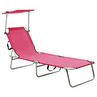 vidaXL Hopfällbar solsäng med tak rosa aluminium