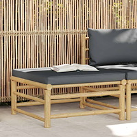 vidaXL Fotpall för trädgården med mörkgrå dyna bambu