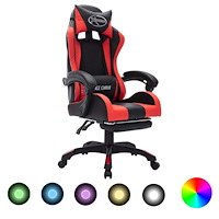vidaXL Gamingstol med RGB LED-lampor röd och svart konstläder