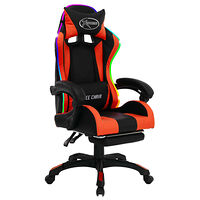 vidaXL Gamingstol med RGB LED-lampor orange och svart konstläder